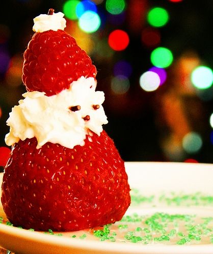 De postre… Fresitas de Papa Noel