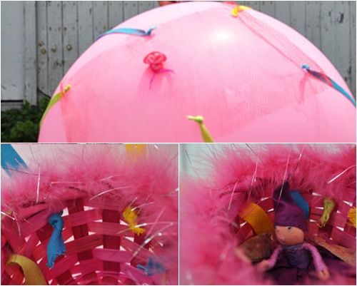 detales globo de aire para una fiesta Globo aerostático hecho en casa con tus peques