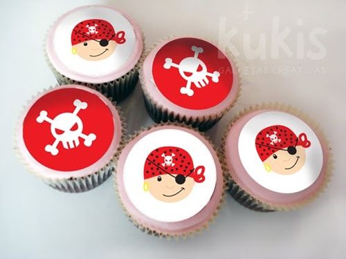 obleas cupcakes piratas kukis fiesta ¡Qué bonitas obleas para decorar cupcakes y tartas!