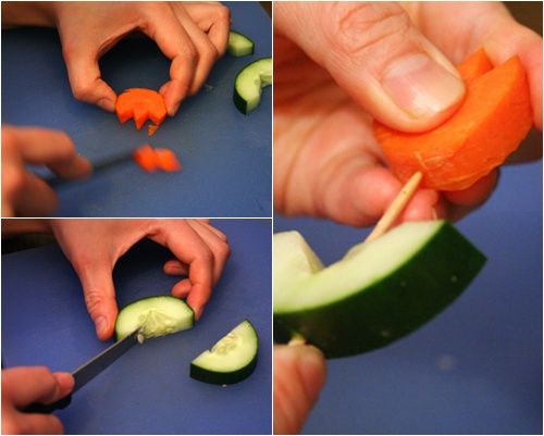 preparacion verduras creativas1 Pinchitos tulipán: verduras creativas para niños
