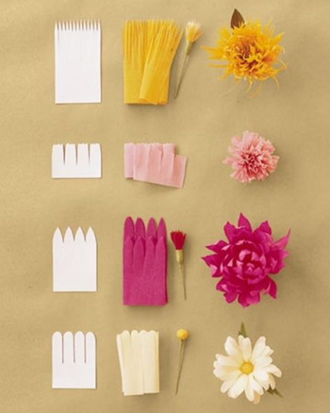 flores de papel sencillas para hacer con niños y decorar fiestas ¡Flower Power! Flores de papel crepe para hacer en casa 