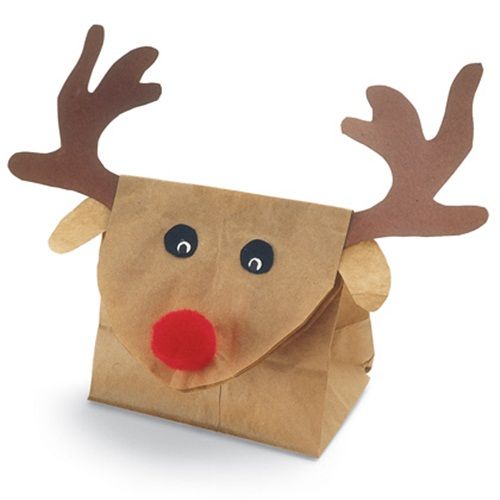 Envoltorio de regalo con papel kraft que imita al reno Rudolph Envoltorio de regalo en papel kraft que imita al reno Rudolph