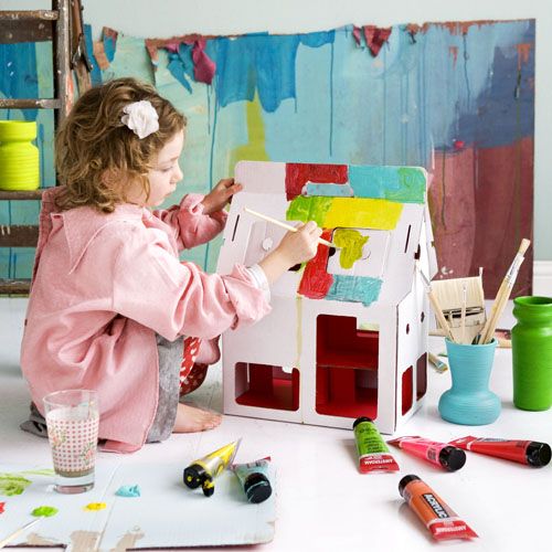 casa de muñecas de carton Casa de muñecas para pintar DCarton