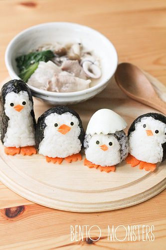 Pingüinos de madagascar en versión comestible ¡con arroz ...