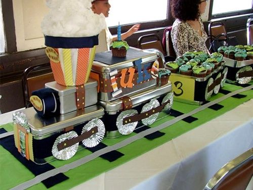 Tren con dulces:¡supercentro de mesa para una fiesta!