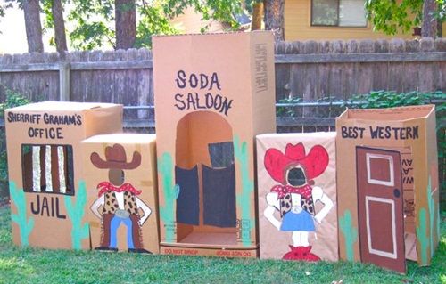 Ideas fáciles para una fiesta infantil del Oeste: poblado de cartón