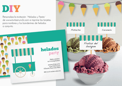 Invitaciones gratis para una fiesta de verano Â«Helados PartyÂ»