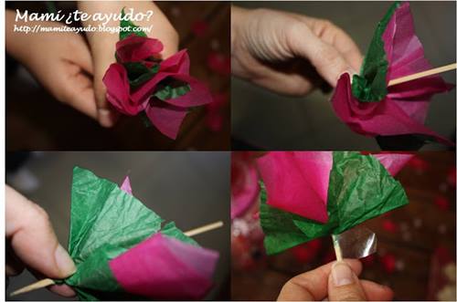Manualidades con niños como hacer flores fáciles de papel de seda 2
