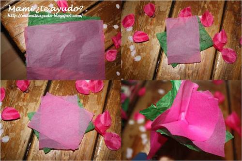 Manualidades con niños como hacer flores fáciles de papel de seda 3