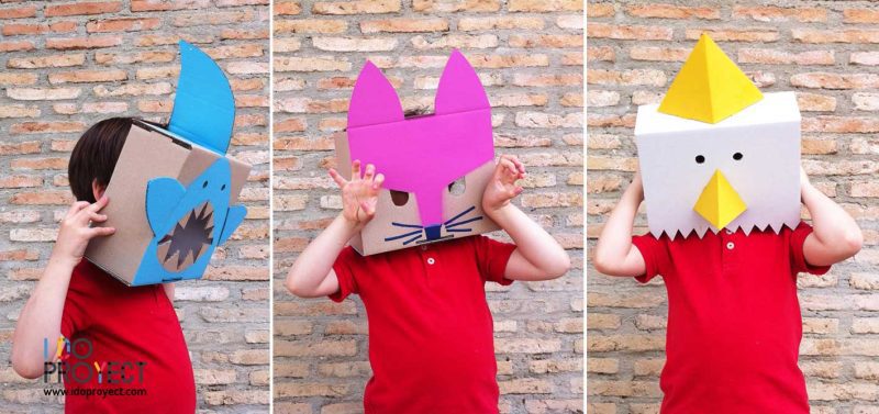 Hazlo tú misma: máscaras animales con cajas de cartón