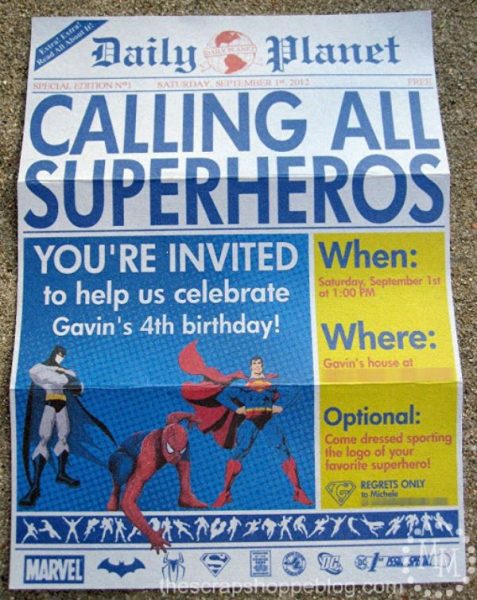 Invitaciones para una fiesta de superhéroes