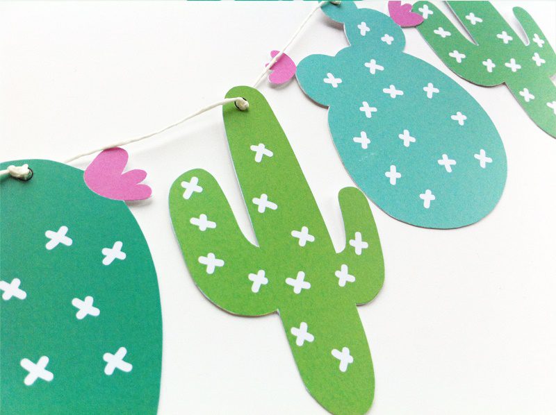 Guirnalda imprimible de cactus para decorar fiesta
