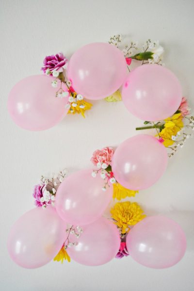 vamos a hacerlo lecho Cerdo Números para la pared con globos y flores - Fiestas y Cumples