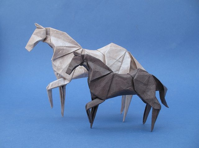 animales con papel origami niños caballos