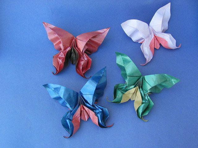 animales con papel origami niños mariposas
