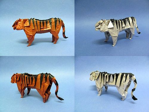 animales con papel origami niños tigres