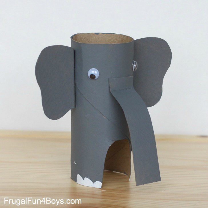 animales con tubos de papel elefante