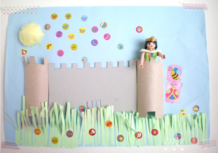 castillo de princesa con tubos de papel higienico