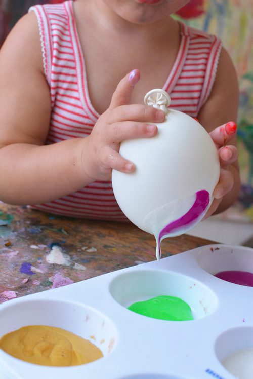 pintura artística con globos para niños