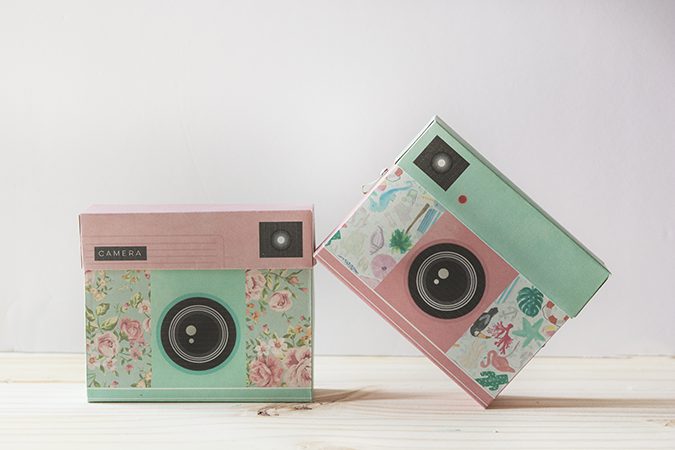 cajas con forma de cámara de fotos DIY como se hace