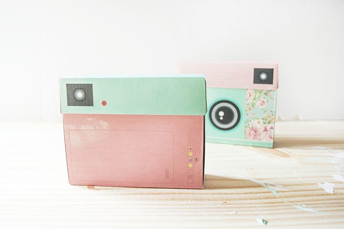 cajas con forma de cámara de fotos DIY paso a paso