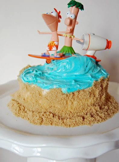 cumpleaños infantil de Phineas y Ferb tarta de arena 1