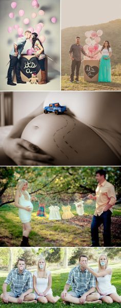 ideas para hacerse fotos durante el embarazo y decir el sexo del niño
