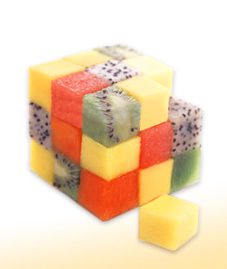 cubo de rubik con frutas para niños