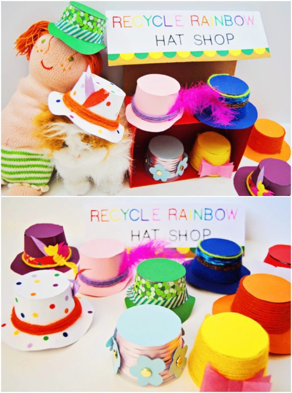sombreros reciclados para muñecos