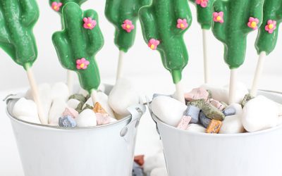 Piruletas de chocolate con forma de cactus