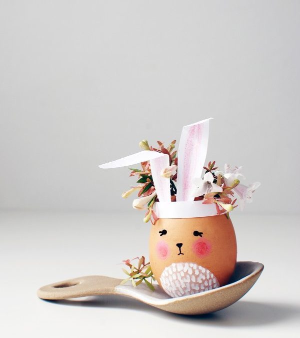  DIY de decoración  floreros de conejitos con cáscara de huevo