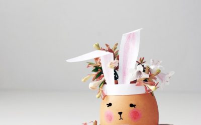 DIY de decoración: floreros de conejitos con cáscara de huevo