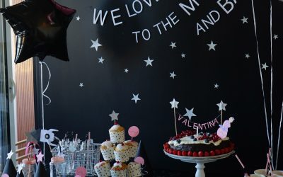 Fiesta de cumpleaños de bebé: rosa y negro