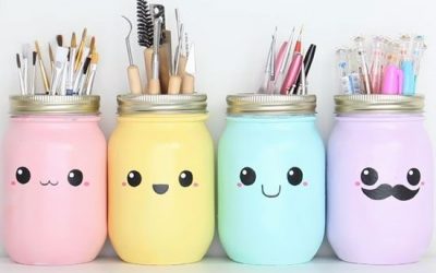 DIY de manualidades: tarro de cristal reciclado convertido en un portalápices