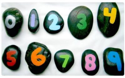 Matemáticas fáciles para niños con piedras pintadas