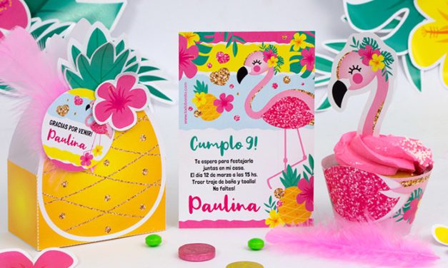Nuevos descargables para decoración de fiestas infantiles «piñas y flamencos»